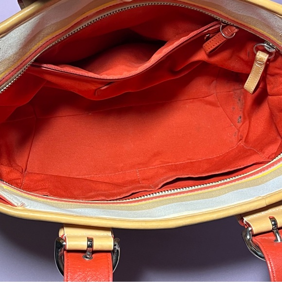 Vintage 2004 Coach Hamptons Daisy Multicolor Striped Handbag Cotton Leather Y2K - Picture 7 of 16